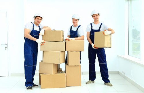 Packed boxes and household items ready for a house move in Ickenham