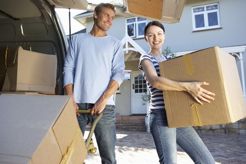 Removal van loaded with boxes for a move in Ickenham